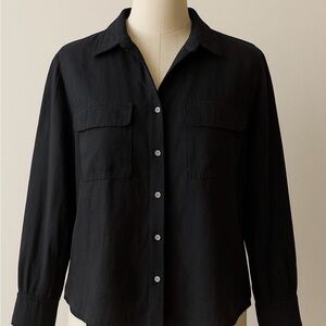 Theory Black Button-Down Shirt